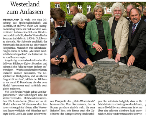 Zeitungsausschnitt zur Eröffnung des Tastmodells von westerland